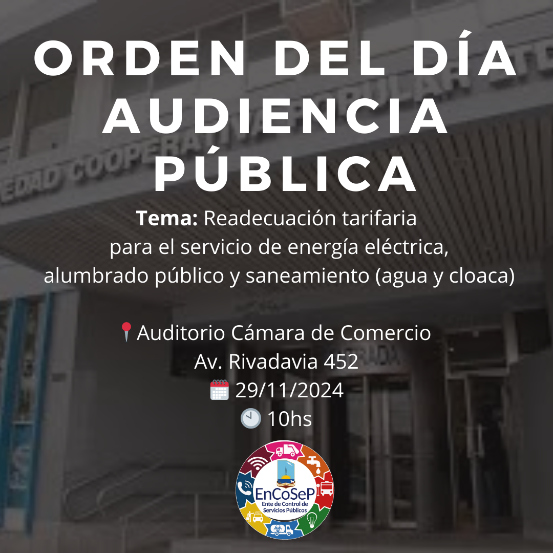 Orden del día: Audiencia Pública 29/11/2024