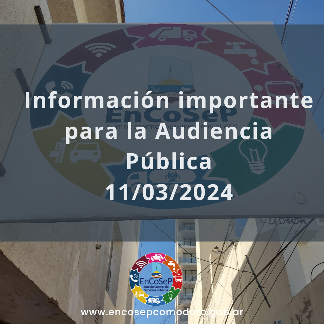 Información importante para la audiencia pública 11/03/2024