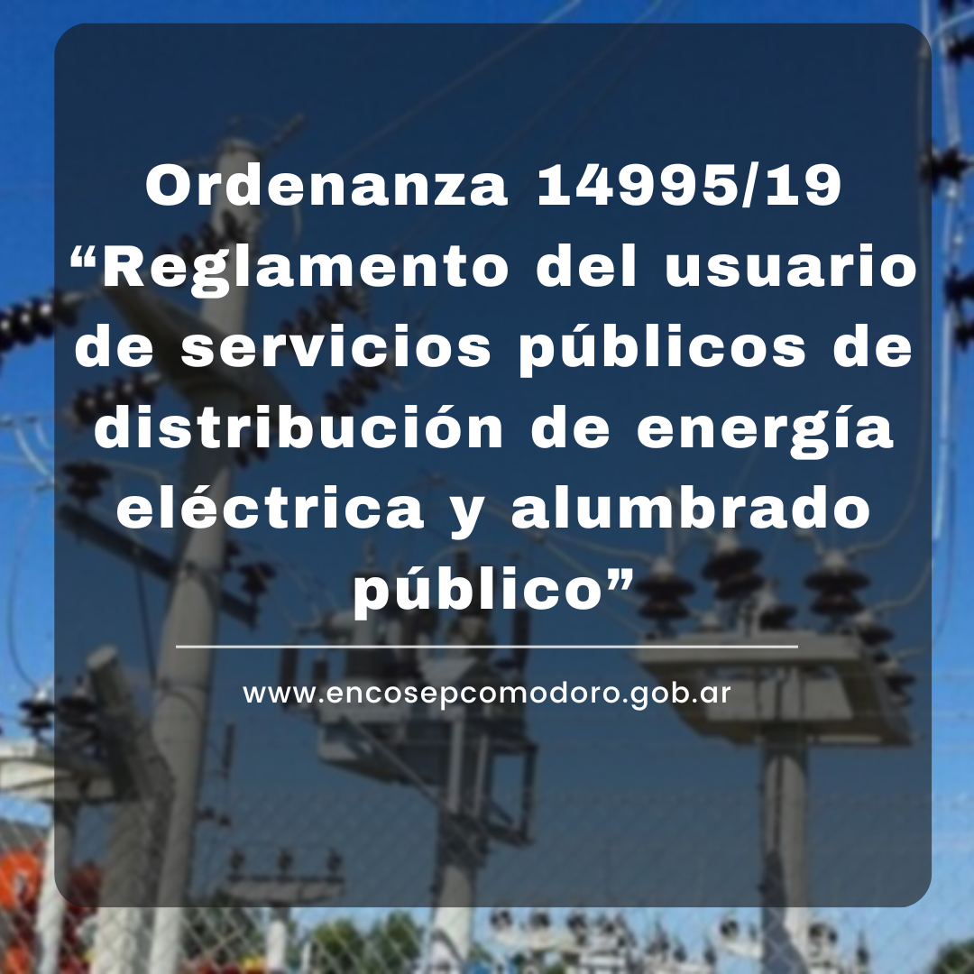 Ordenanza 14995/19 “Reglamento del usuario de servicios públicos de distribución de energía eléctrica y alumbrado público”