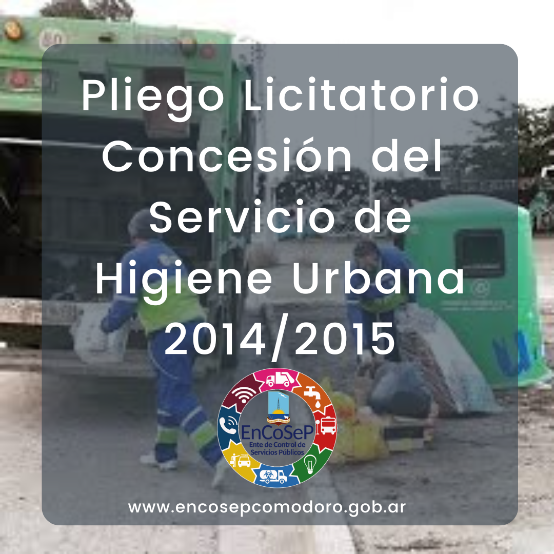 Pliego Licitatorio Concesión del Servicio de Higiene Urbana